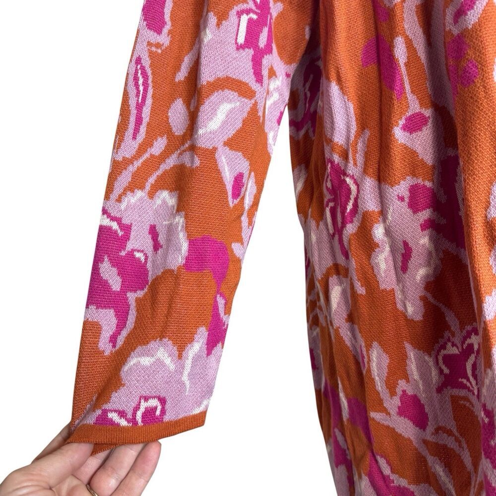 Soft Surroundings Floral Open Cardigan Duster 3X Pink Orange Boho Resort Cotton - Picture 3 of 8